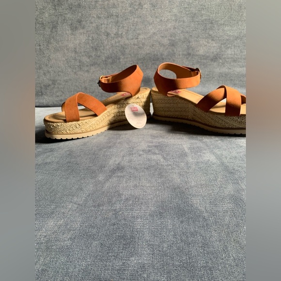 Pop Womens Brown Adjustable Ankle Strap Wedge Espadrille Open Toe Heel Sandals - Picture 9 of 11